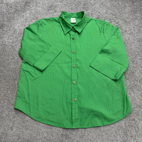 Blair Button Down Shirt Blouse Womens Large Green 3/4 Sleeve Classic Work Casual - Picture 1 of 11